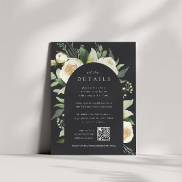 Cartão De Informações Ivory Bloom | Detalhes Do Casamento Floral De Aqua