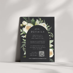 Cartão De Informações Ivory Bloom   Detalhes Do Casamento Floral De Aqua