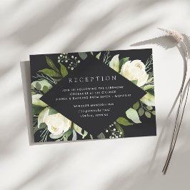 Cartão De Informações Ivory Bloom | Recepção de casamento Floral de Aqua