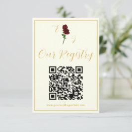 Cartão De Informações Ivory Dourada Rosa Wedding Registry