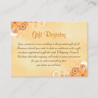 Cartão De Informações Ivory e Dourada Floral Wedt Gift Registry