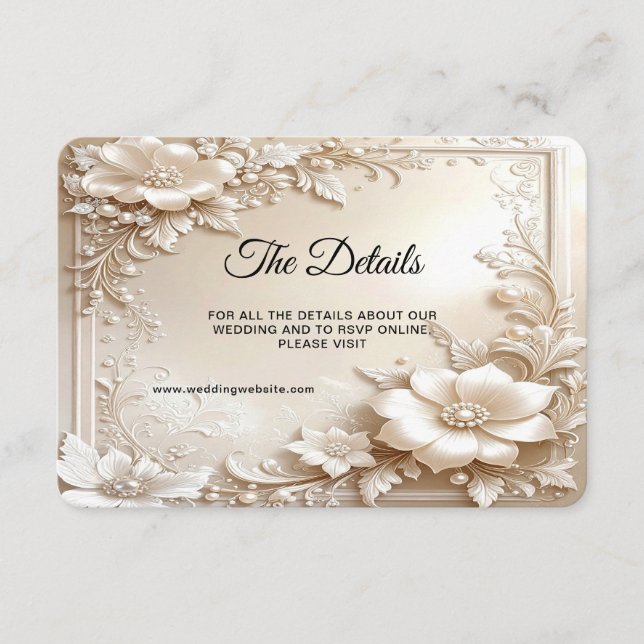 Cartão De Informações Ivory Flowers Detail (Frente)