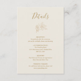 Cartão De Informações Ivory Line Art Floral Elegant Wedding