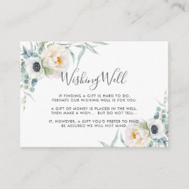 Cartão De Informações Ivory Peony Floral Eucalyptus Casamento Desejando 
