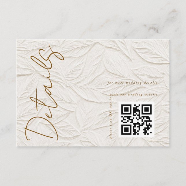 Cartão De Informações Ivory QR code Wedding Details (Frente)