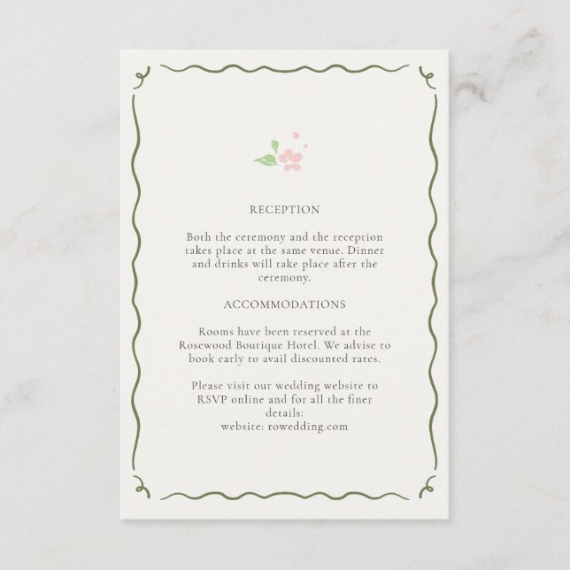Cartão De Informações Ivory | Whimsical Floral Wedding Enclosure Card (Frente)