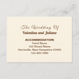 Cartão De Informações Ivory with Brown Typography Wedding Accommodation