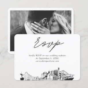 Cartão De Informações Jacksonville Wedding Minimalist Sketch RSVP