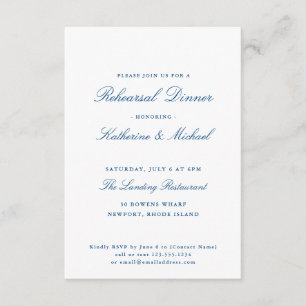 Cartão De Informações Jantar de Ensaios de Casamento em Newport RI