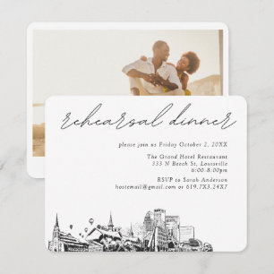 Cartão De Informações Jantar de Ensaios Elegante de Casamento em Louisvi