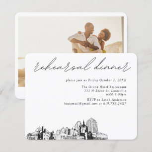 Cartão De Informações Jantar de Ensaios Elegante St. Paul Wedding