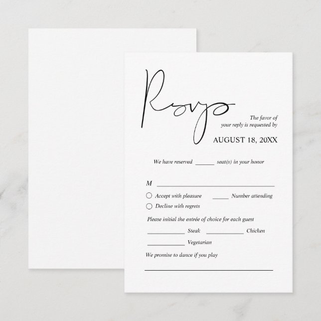 Cartão De Informações Janto de casamento moderno convida placas fechadas (Frente/Verso)