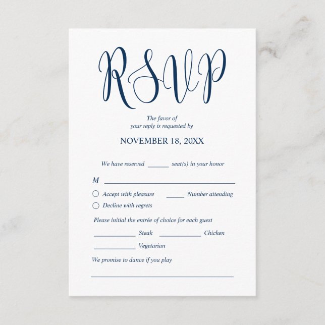 Cartão De Informações Janto de casamento moderno convida RSVP Enclosure  (Frente)