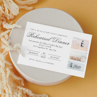 Cartão De Informações Janto de ensaio de colagem de fotos elegante