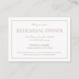 Cartão De Informações Janto de ensaio de script simples Elegante Dusty R