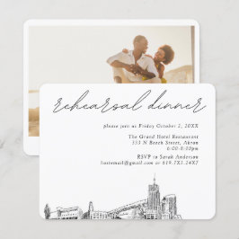 Cartão De Informações Janto de ensaio Elegante de Casamento de Akron