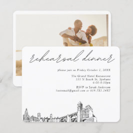 Cartão De Informações Janto de Ensaio Elegante de Casamento de Spokane