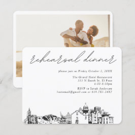 Cartão De Informações Janto de ensaio Elegante de Casamento El Paso