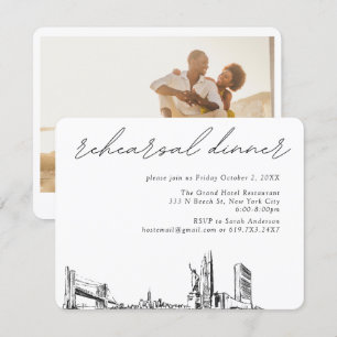 Cartão De Informações Janto de ensaio Elegante de Casamento Nova Iorque
