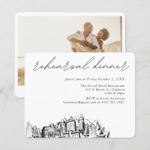 Cartão De Informações Janto de ensaio Elegante de Casamento Oakland