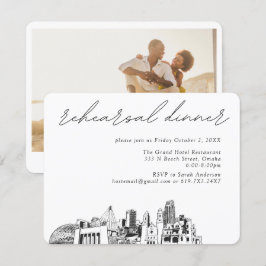Cartão De Informações Janto de ensaio Elegante de Casamento Omaha