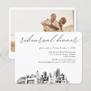 Cartão De Informações Janto de ensaio Elegante de Casamento Omaha