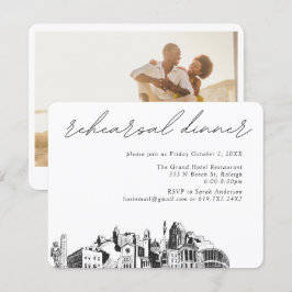 Cartão De Informações Janto de ensaio Elegante de Casamento Raleigh