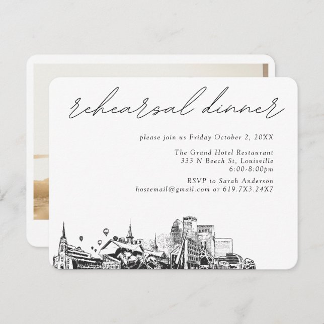 Cartão De Informações Janto de Ensaios Elegantes sobre Casamentos de Lou (Frente/Verso)