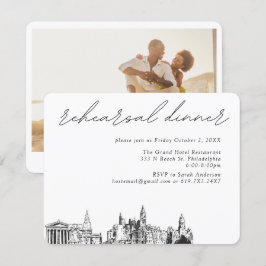 Cartão De Informações Janto Elegante de Casamento de Filadélfia