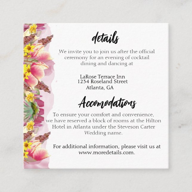 Cartão De Informações Jardim Botânico Floral (Frente)