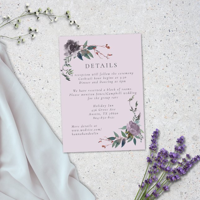 Cartão De Informações Jardim Botânico Roxo da Lavanda Elegante (Criador carregado)