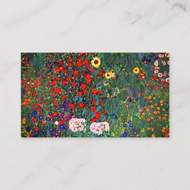 Cartão De Informações Jardim de Flores de Gustav Klimt (Frente)