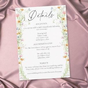 Cartão De Informações Jardim de Flores Silvestres Casamento Floral Rústi
