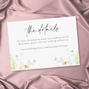 Cartão De Informações Jardim de Flores Silvestres Casamento Floral Rústi