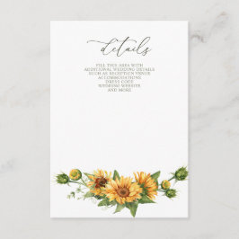 Cartão De Informações Jardim de Girassóis Elegantes, Casamento Floral 