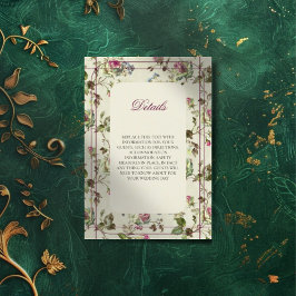 Cartão De Informações Jardim de rosas casamento vintage