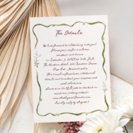 Cartão De Informações Jardim Romântico Toscano Casamento Floral Capricho