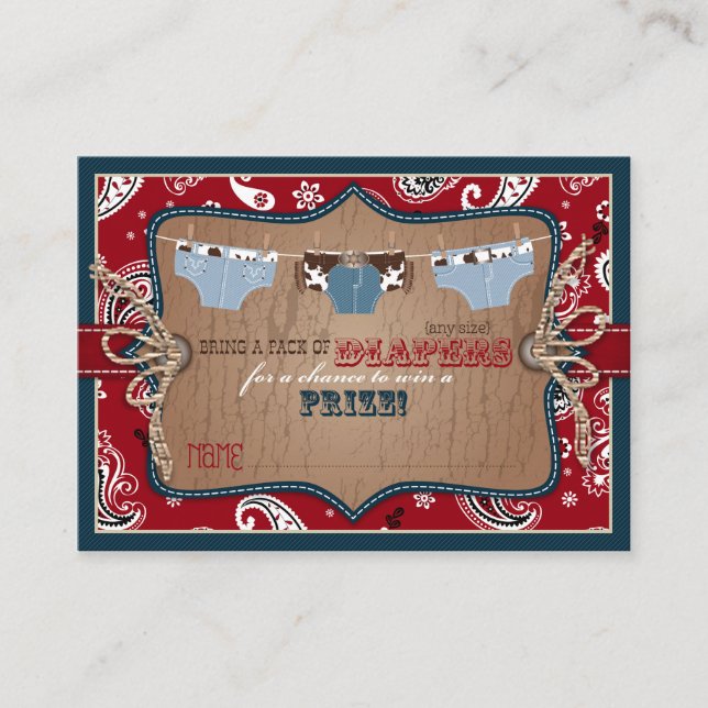 Cartão De Informações Jeans de cowboy e bilhetes de Fralda de Raffle (Frente)