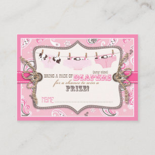 Cartão De Informações Jeans de vaquinha e bilhete de Fralda de Tutu Raff