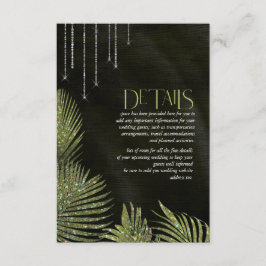 Cartão De Informações Jewel Palm Leaf Wedding Details Green ID830