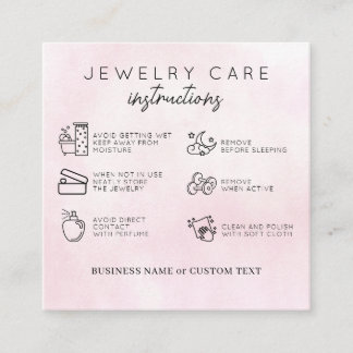 Cartão De Informações JewelCare Obrigado A Pink Watercolor Business