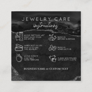 Cartão De Informações Jewelcare Obrigado Black Silver Agate Business