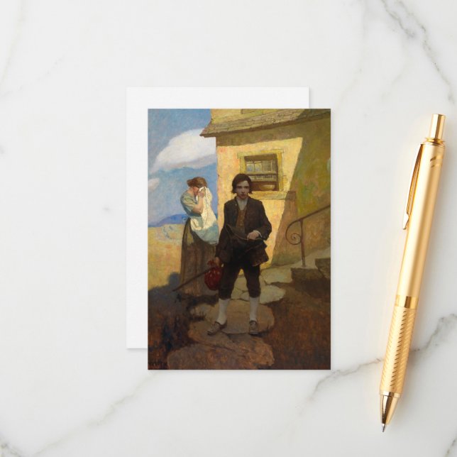 Cartão De Informações Jim Hawkins sai de casa por Newell Convers Wyeth (Frente/Verso In Situ)