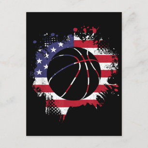 Cartão De Informações Jogador de Basquete com Bandeira Americana