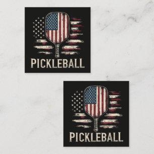 Cartão De Informações Jogador de Pickleball Bandeira dos EUA Retro Paddl