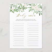 Jogo ABC do Chá de fraldas Greenerescente e Flores