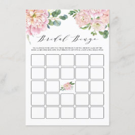 Cartão De Informações Jogo de Bingo de Chá de Noiva com Rosas em Aquarel