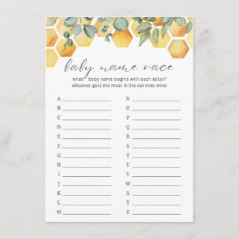 Cartão De Informações Jogo de Chá de fraldas Race Bee