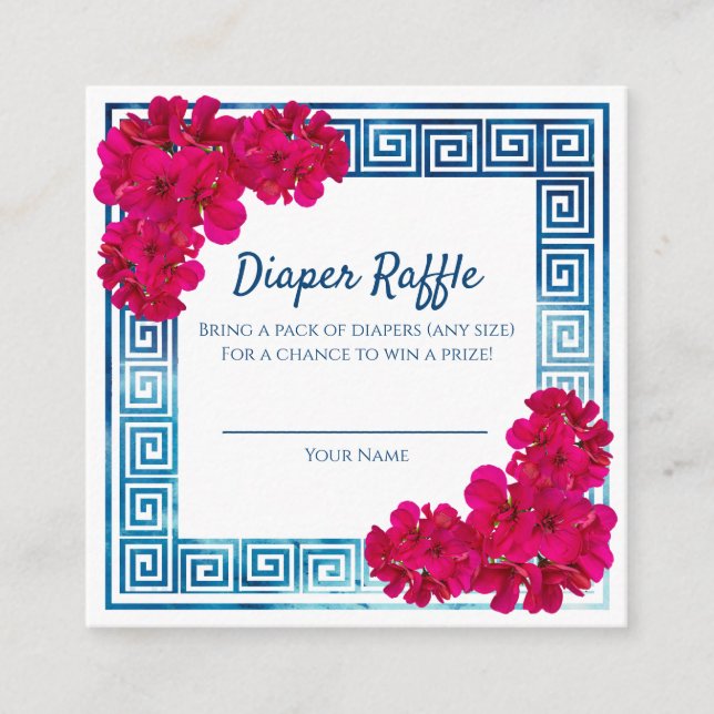 Cartão De Informações Jogo de Chá de fraldas Rosa Elegância Grecian (Frente)