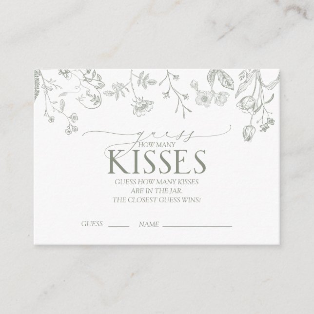 Cartão De Informações Jogo de Chá Floral Vitoriano Verde Sage (Frente)